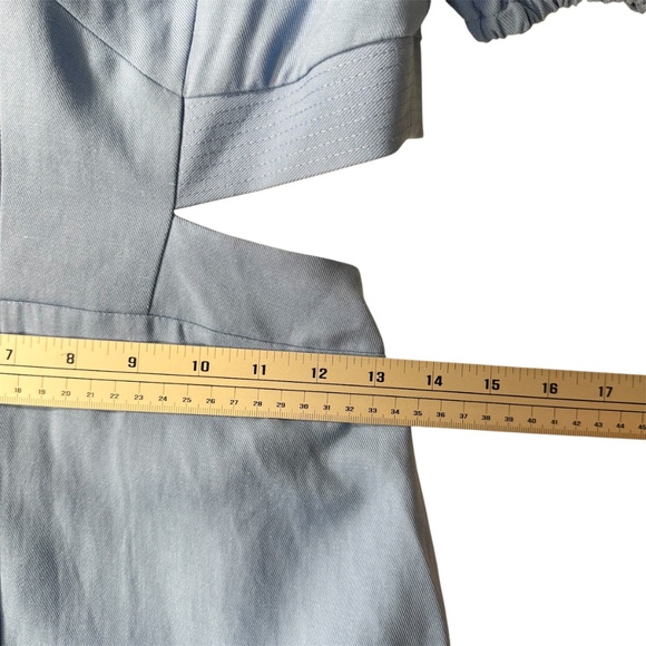 REISS Jennah Puff Sleeve Cut Out Back Midi Dress in Blue UK Size 10 NWT - Picture 8 of 8